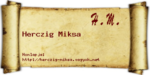 Herczig Miksa névjegykártya